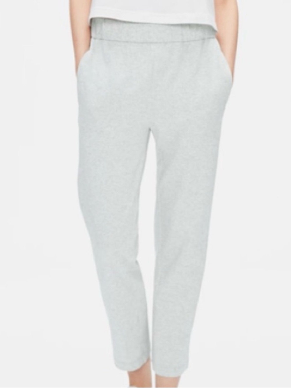 Eileen Fisher Organic Cotton Speckle Knit Ankle Pant Gray Women’s Size Medium